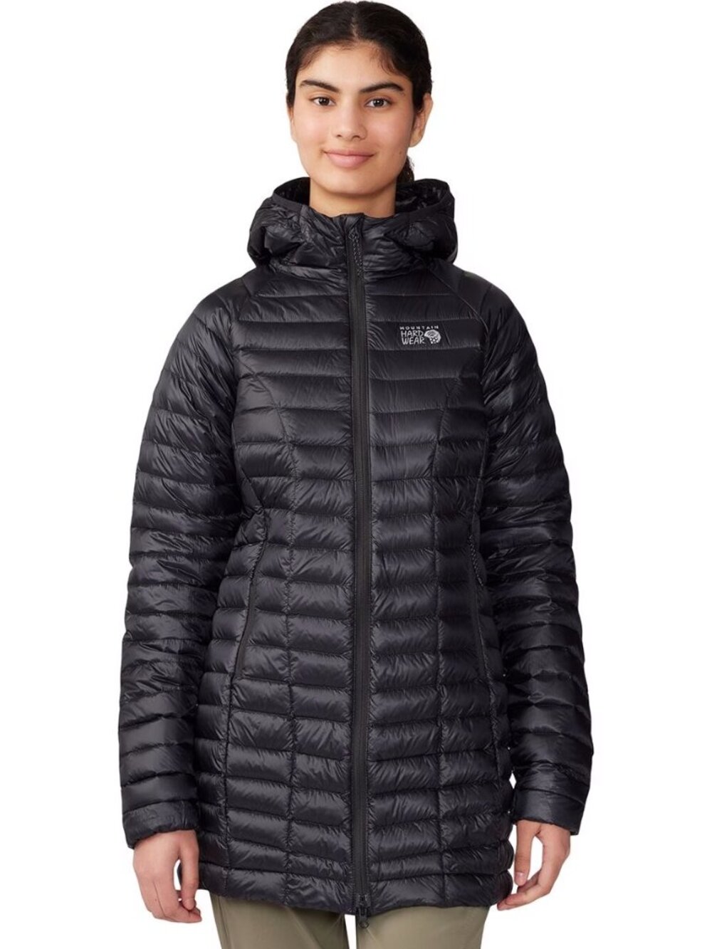Mountain Hardwear Women's Sz XL Ghost Whisperer Down Hooded Parka Black Jacket